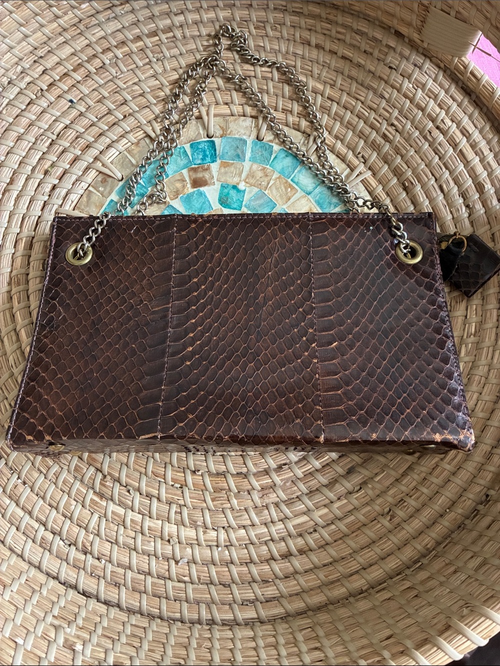 Snakeskin vintage unbranded Chain Strap Clutch